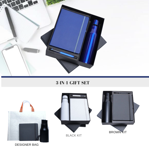 Premium 3‑in‑1 Notebook, Bottle & Pen Gift Set with Custom Logo